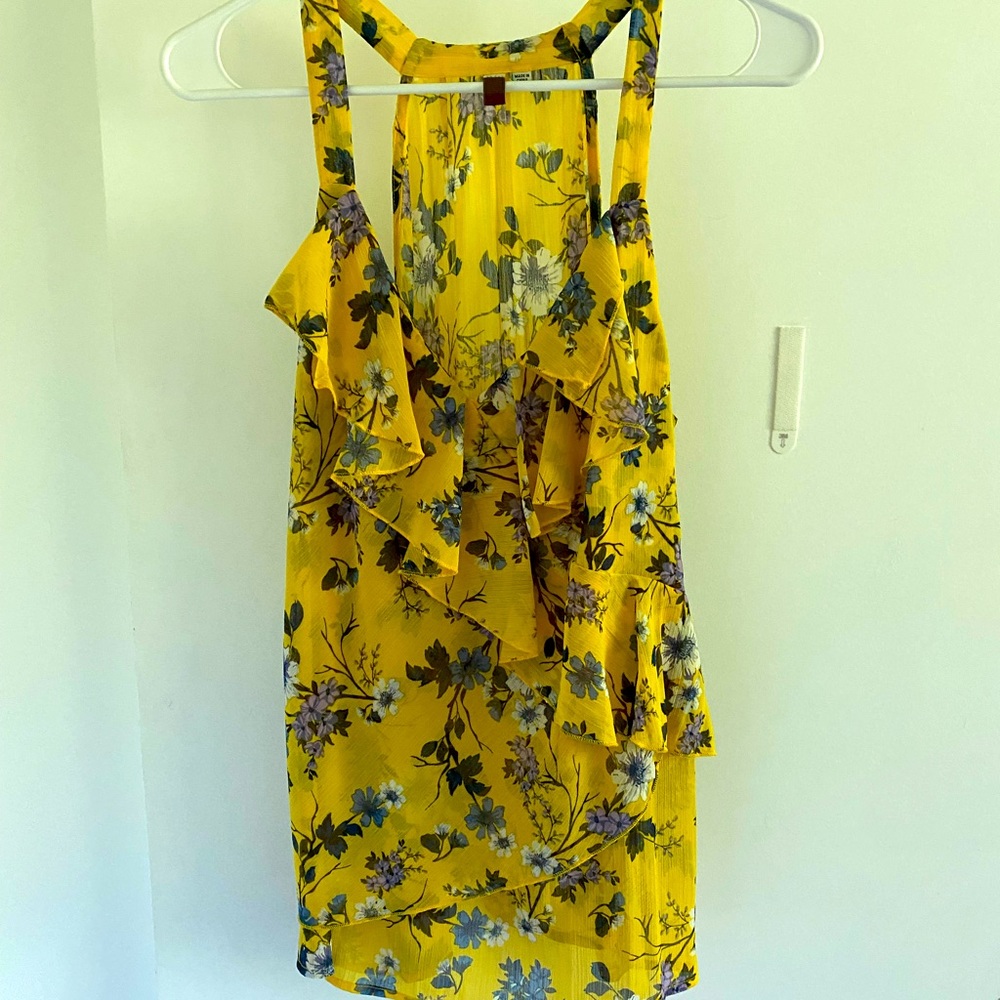 Ruffled yellow flower tank top size L
